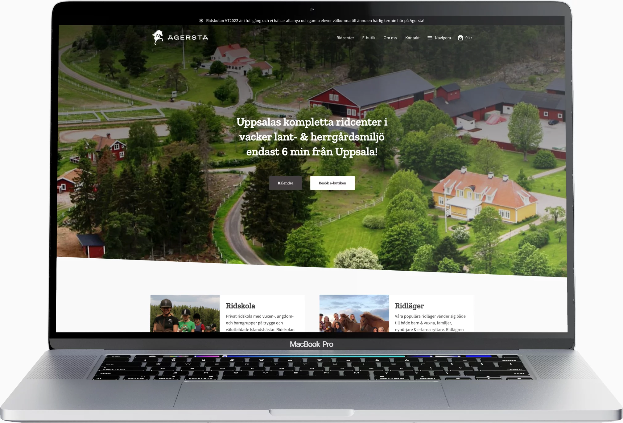 Desktop vy från Agerstas nya webbplats