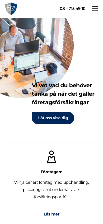 Mobile design from Era Försäkringar's new website