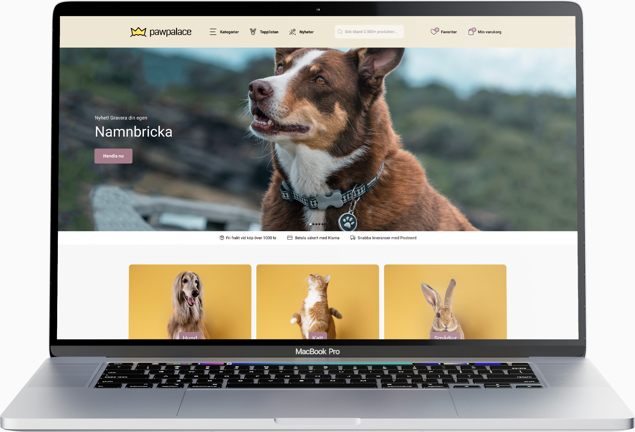 Desktop vy från Pawpalaces nya webbplats