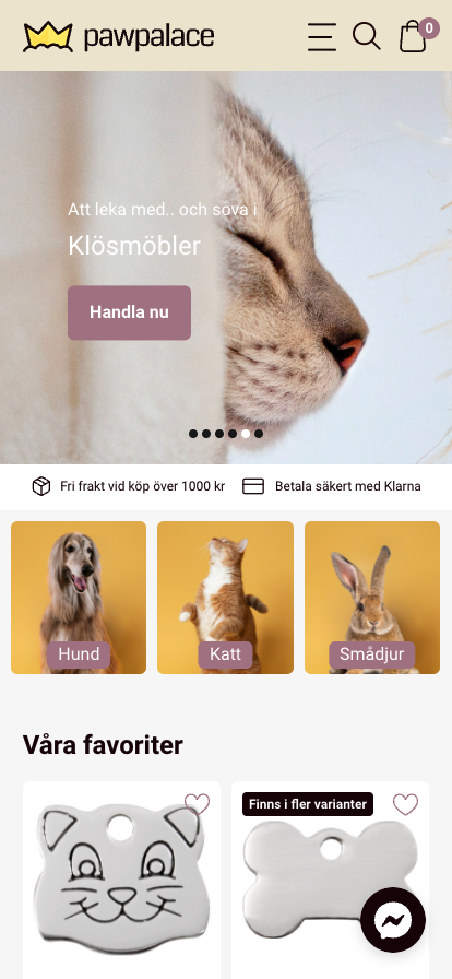 Mobile design from Pawpalace's new website