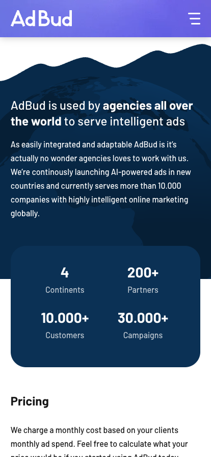 Mobile design from AdBud's new website