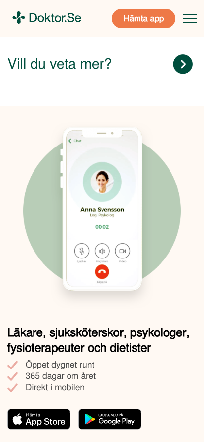 Mobil design från Doktor.ses nya webbplats